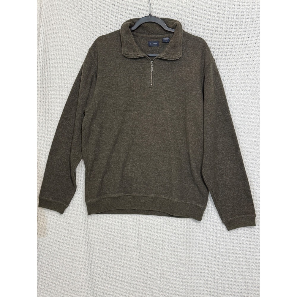 IZOD Men's‎ Green 1/4 Zip Long Sleeve Pullover Sweater Size Medium